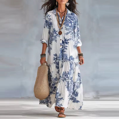 Marisol Midi Shirt Dress blue floral
